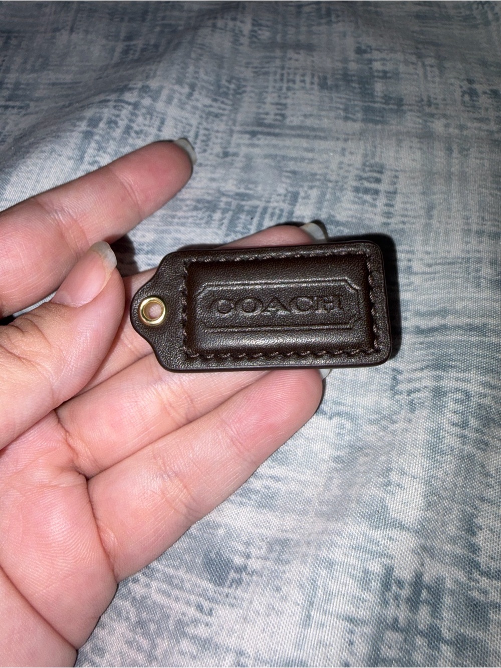 Coach Brown Leather Bag Tag Key Fob